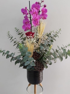Ayaklı Vazoda 2 Dal Mor Orkide - Buca Çiçekçi