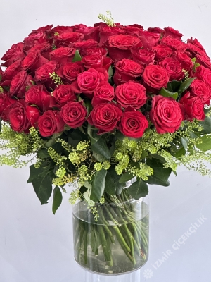 Grand Vazoda İthal Kırmızı Rodos Gül - Buca Çiçekçi